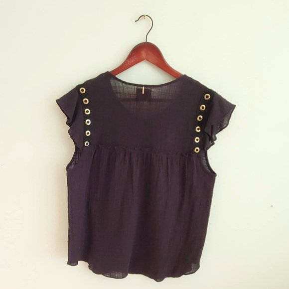 Misa Los Angeles Black Grommet Short Sleeve Top - Picture 4 of 6